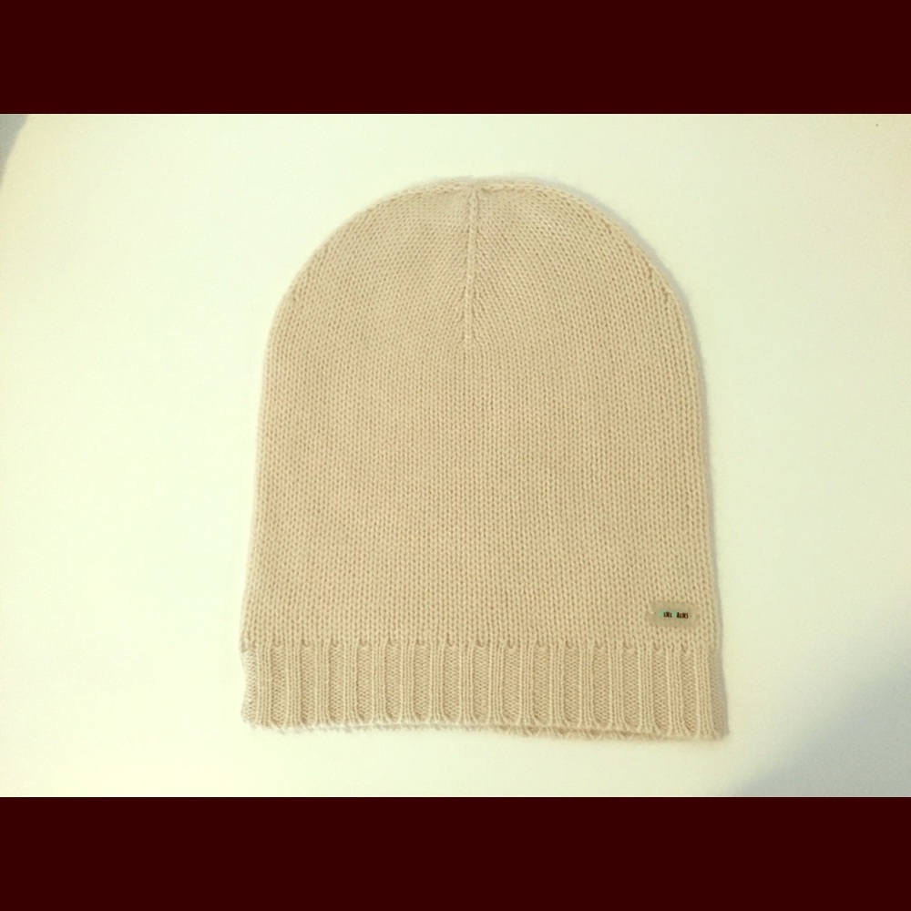 MINIMAINS Cashmere Beanie Hat, creme, Size 1-2Y.